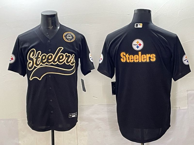Men 2025 Nike Pittsburgh Steelers Blank Black Joint Name  Limited NFL Jersey style 049->pittsburgh steelers->NFL Jersey